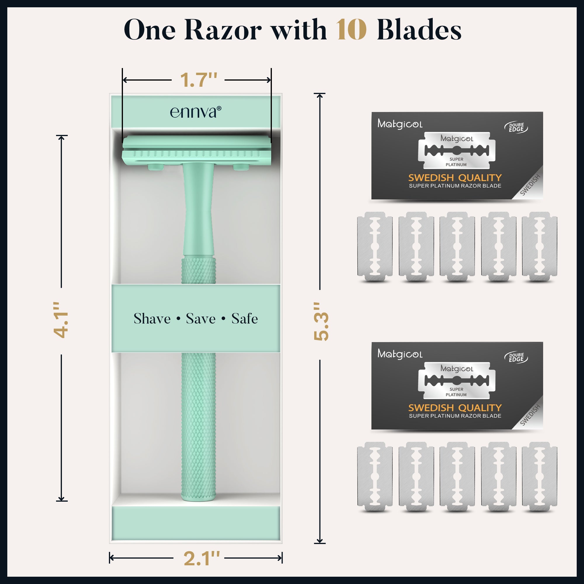 ENNVA Double Edge Single Razor with 10 Blades