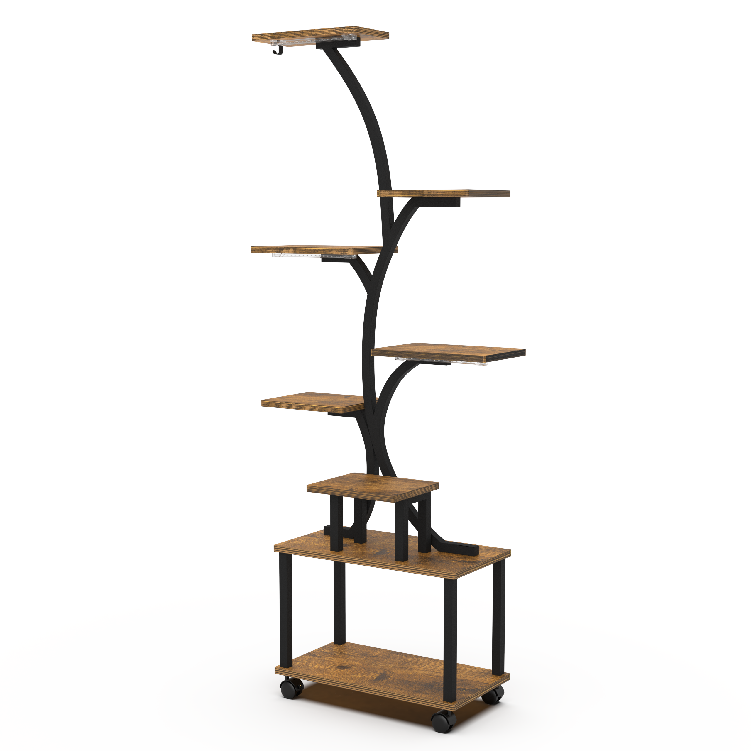 8-Tier Rolling Indoor Plant Stand with Grow Light