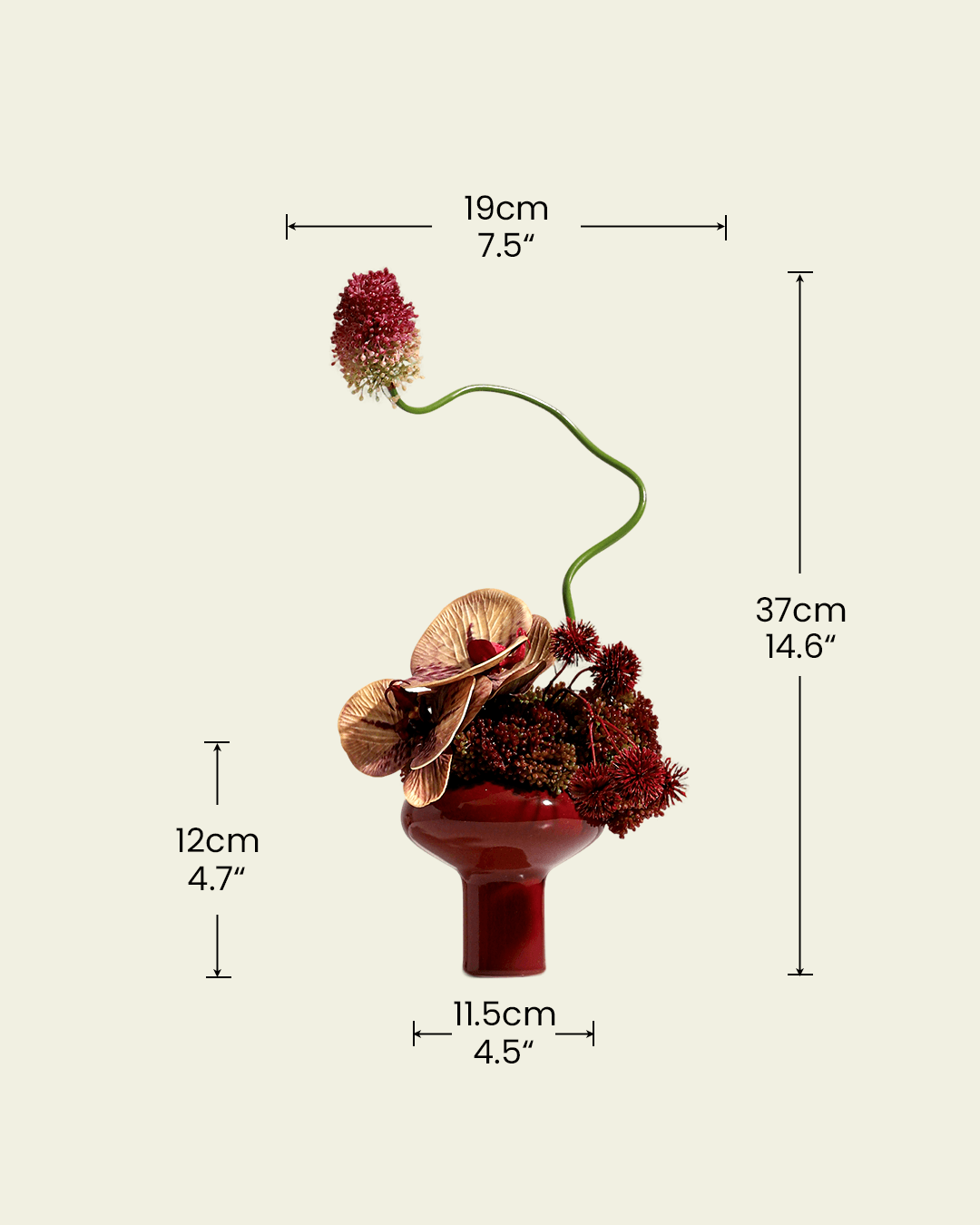 Orchid Artificial Flowers with Ceramic Red Vase