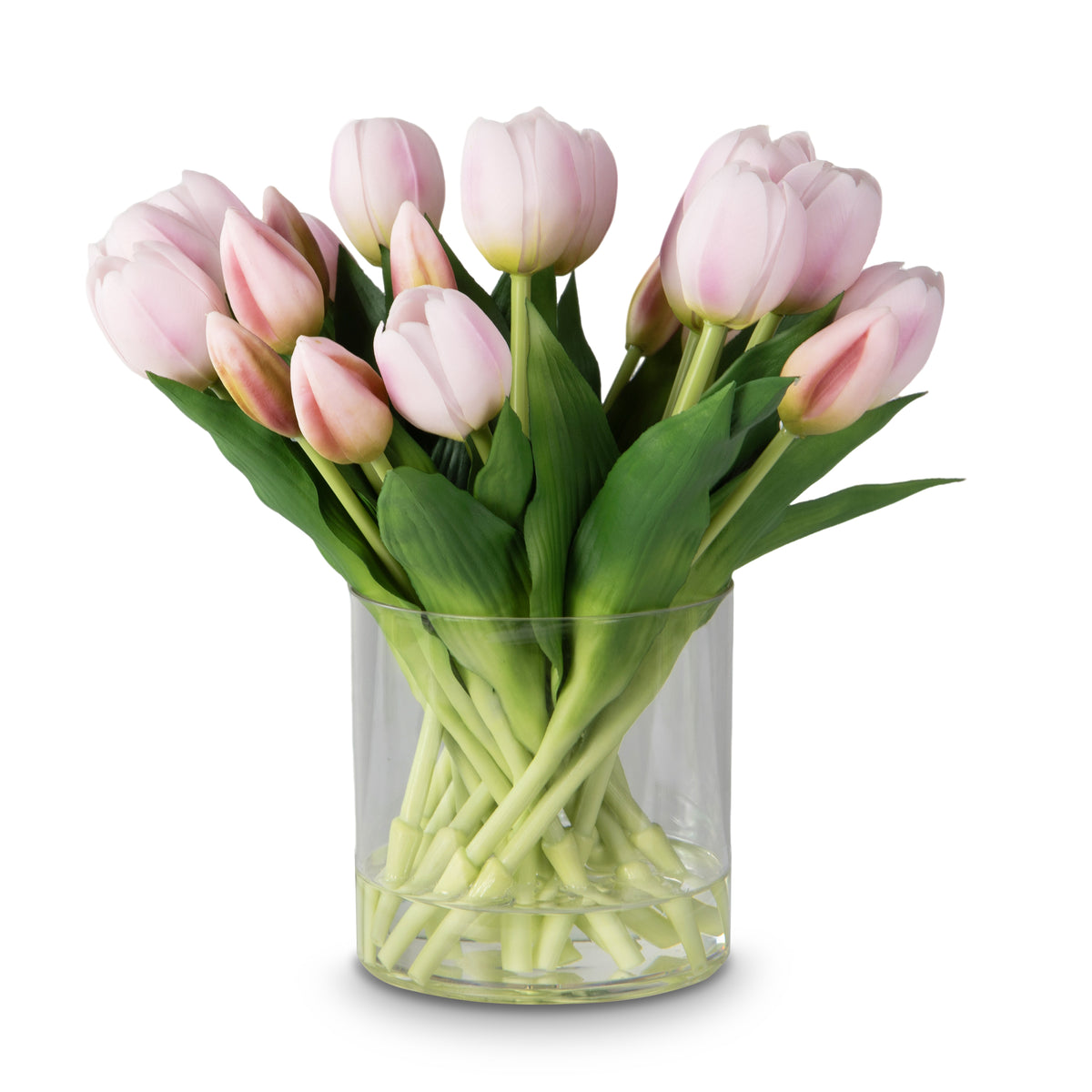 22 Stems Silk Tulip Arrangement in Vase with Faux Water