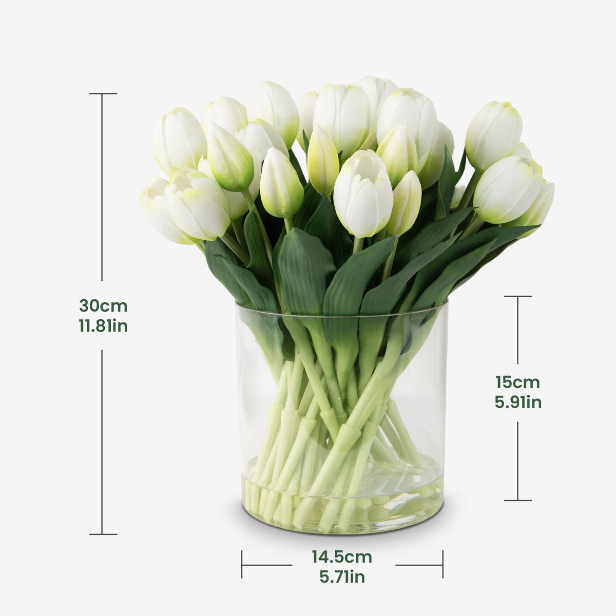40 Stems Silk Tulip Arrangement in Vase with Faux Water