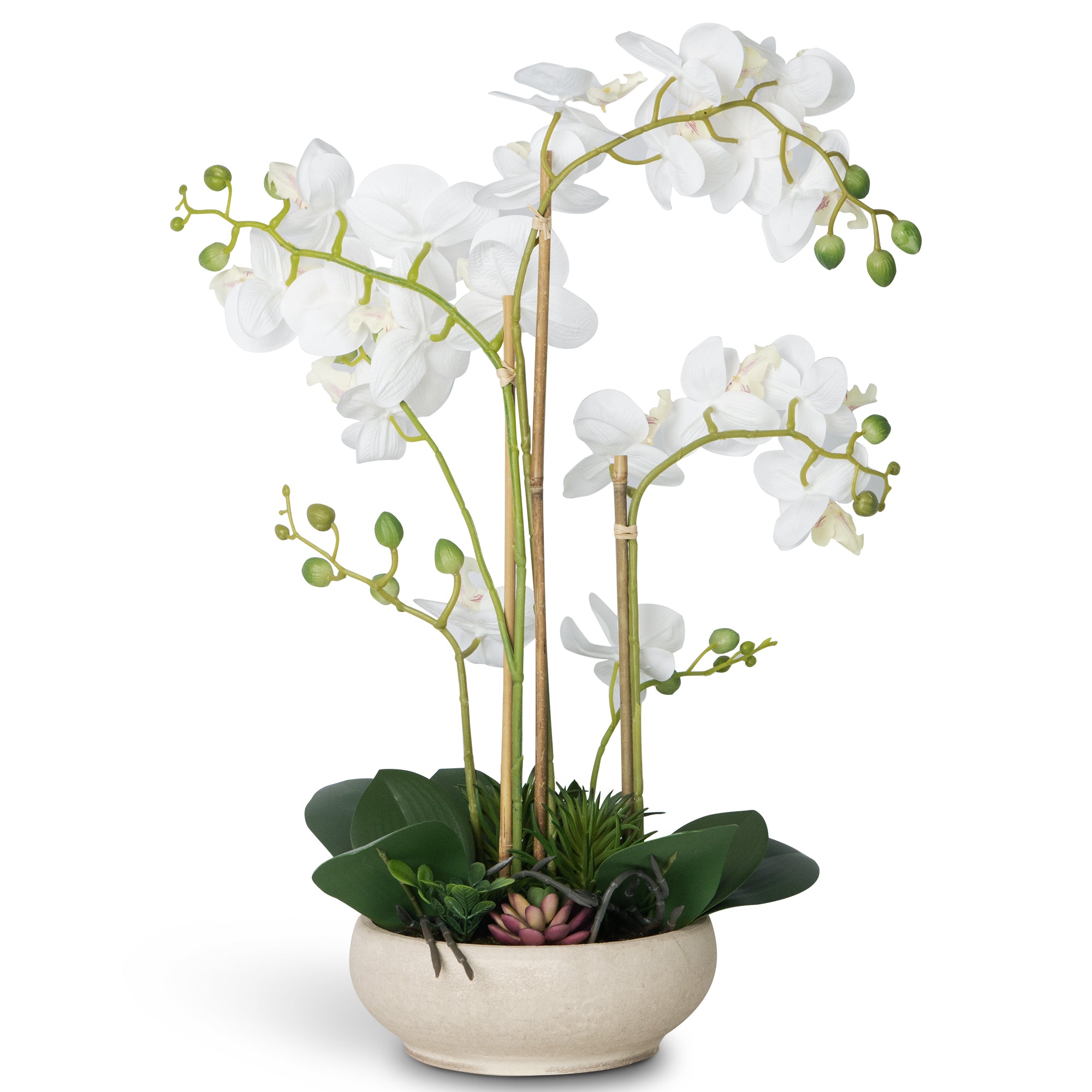 Faux Potted Orchid Artificial Flower Arrangement