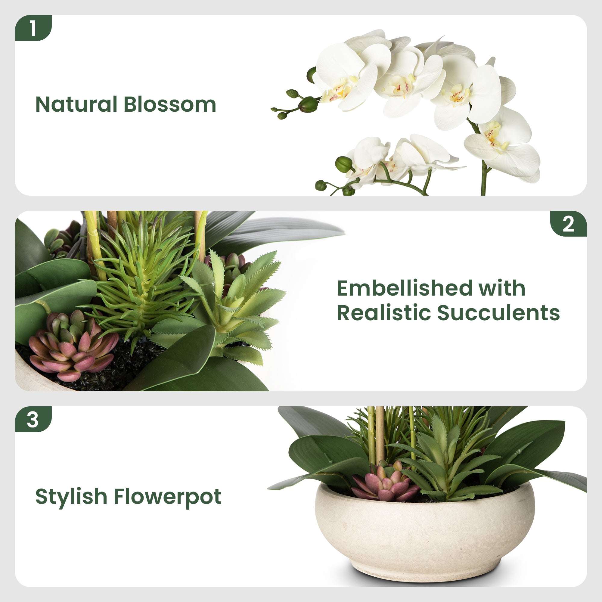 Faux Potted Orchid Artificial Flower Arrangement