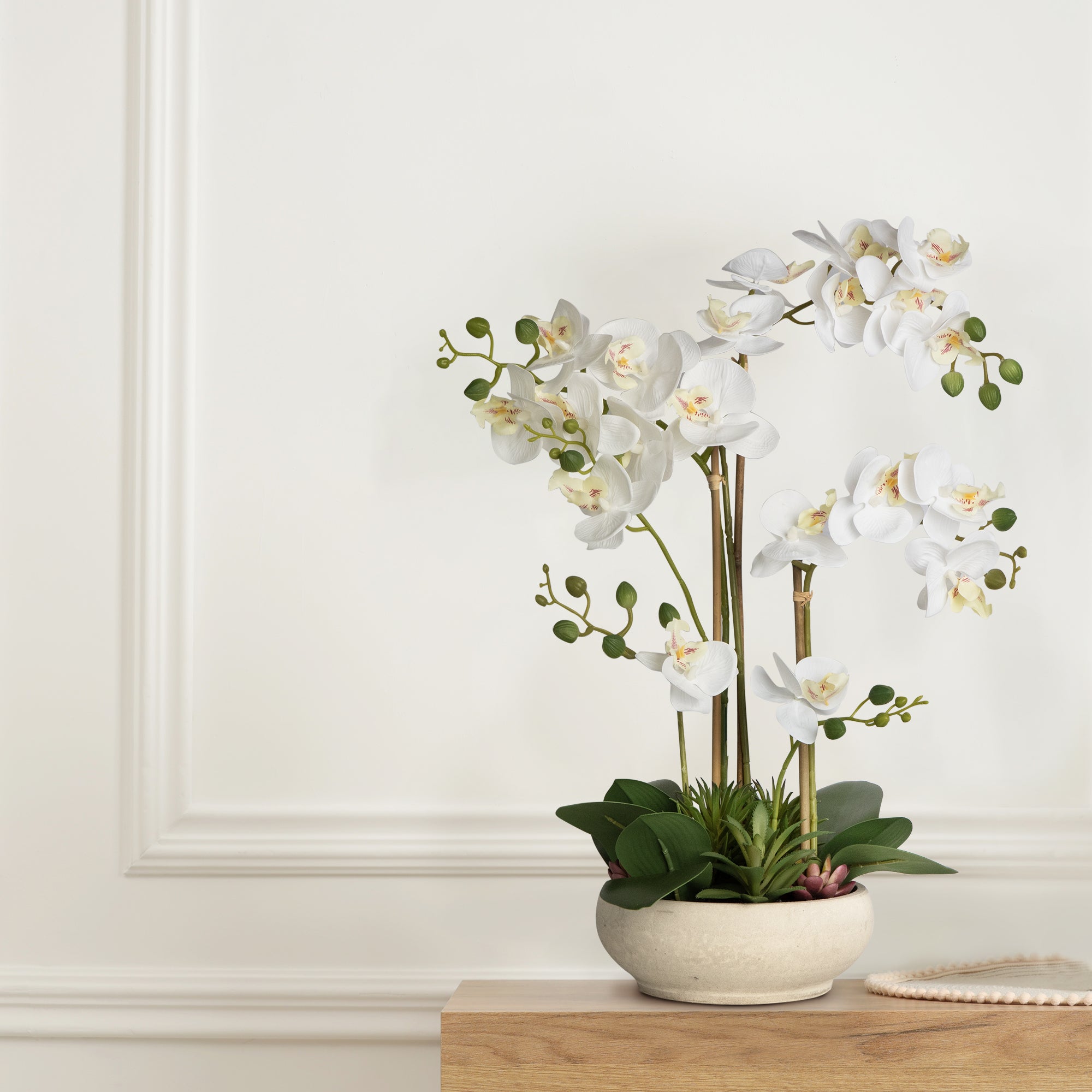 Faux Potted Orchid Artificial Flower Arrangement