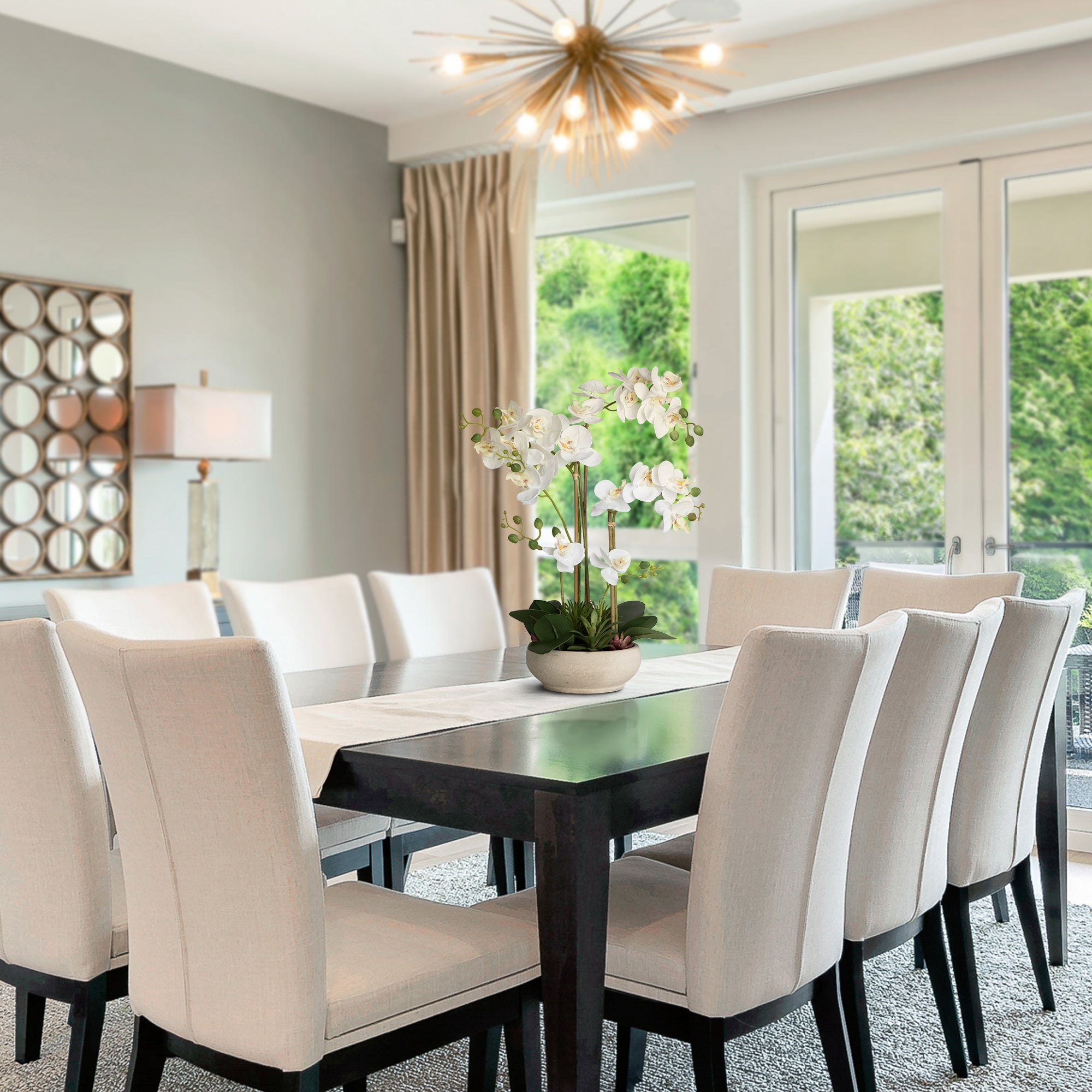 Faux Potted Orchid Artificial Flower Arrangement