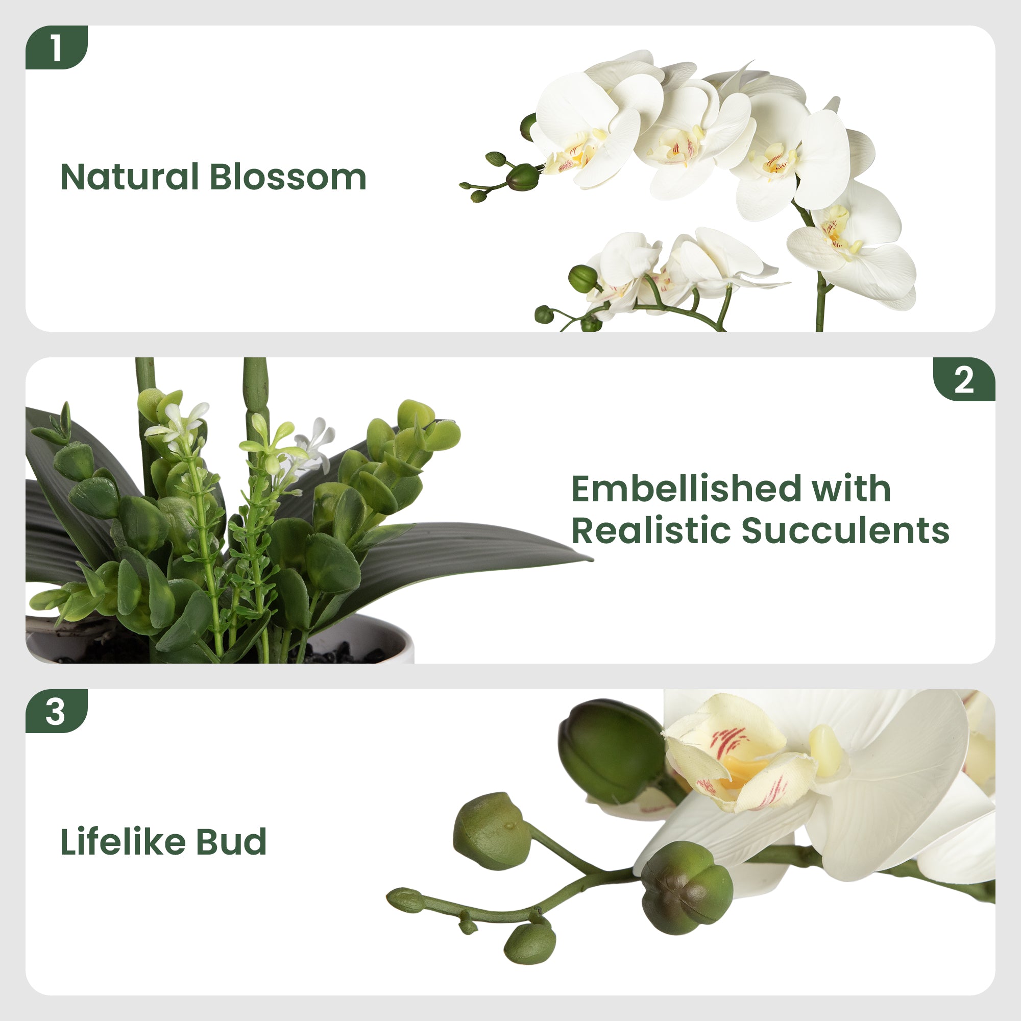 Fake Orchid Artificial Potted Flower Arrangement