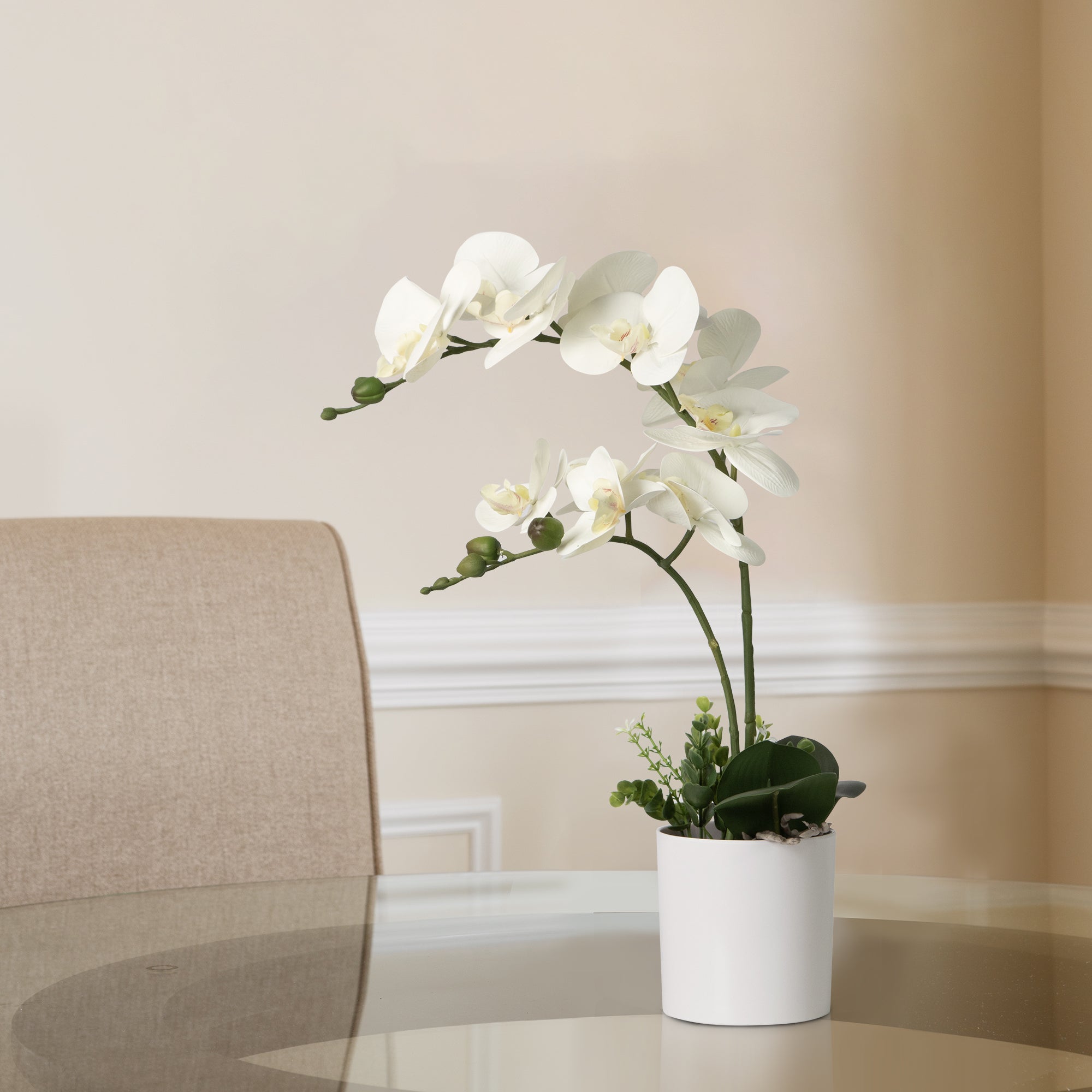 Fake Orchid Artificial Potted Flower Arrangement