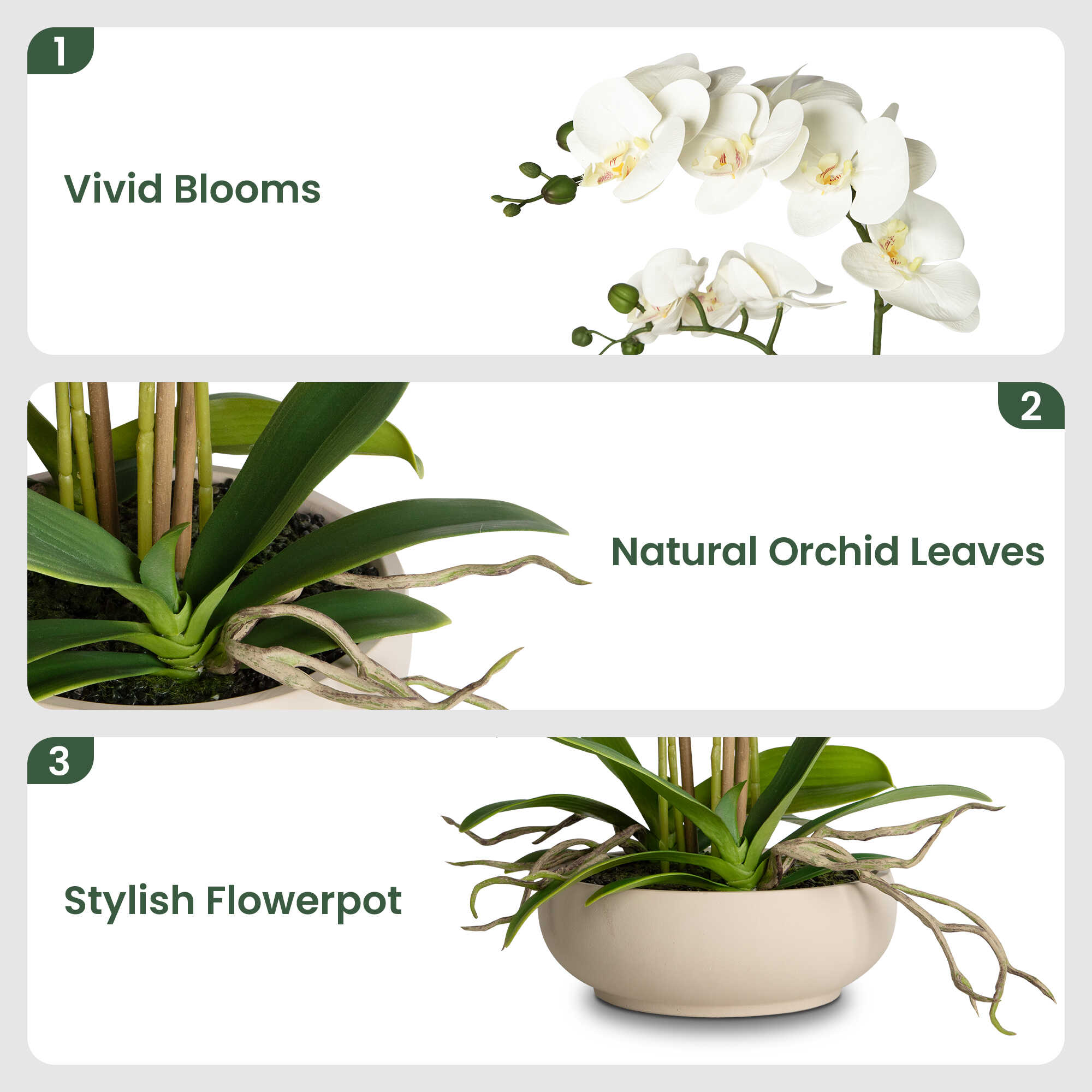 Faux Potted Orchid Floral Arrangement