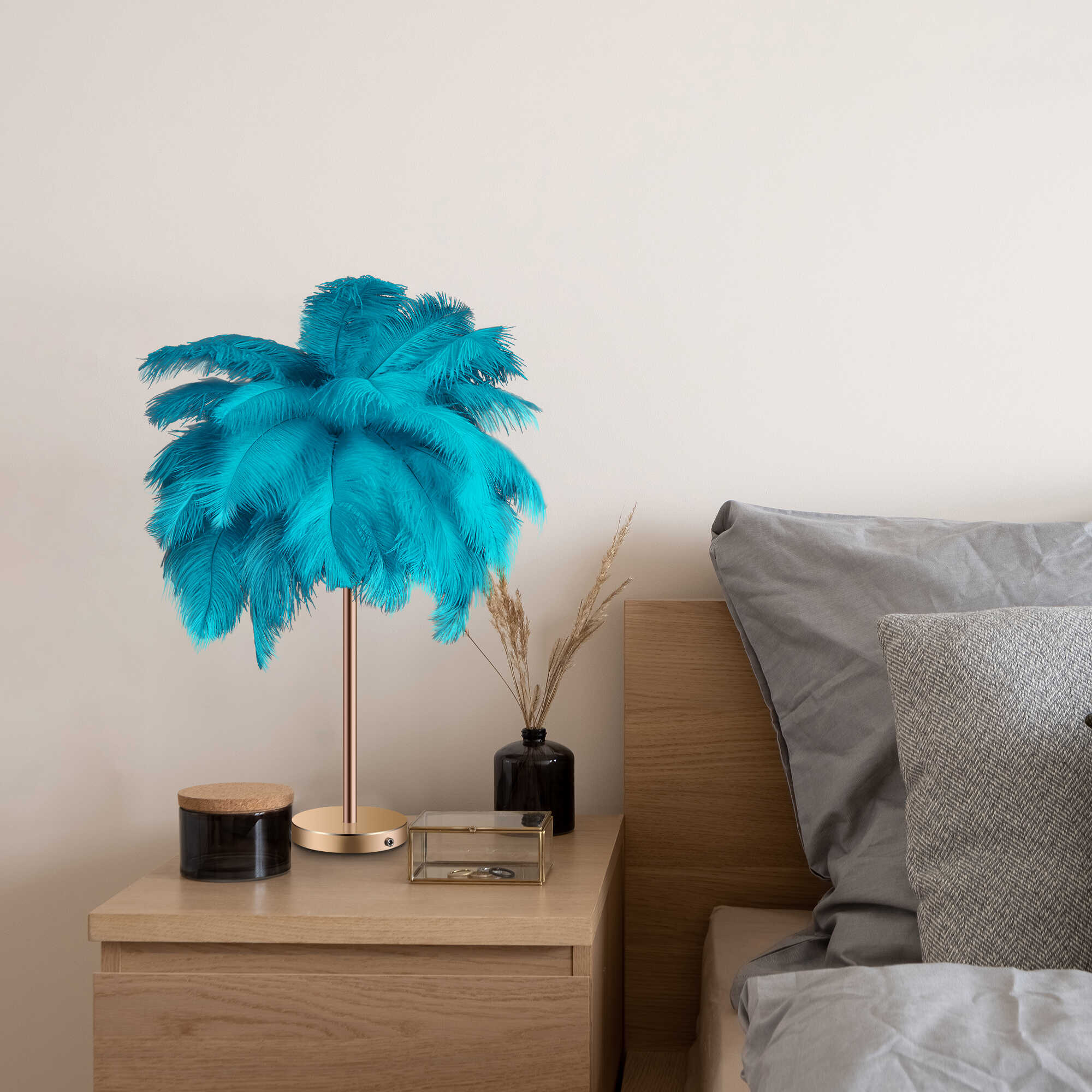 Cordless LED Feather Table Lamp