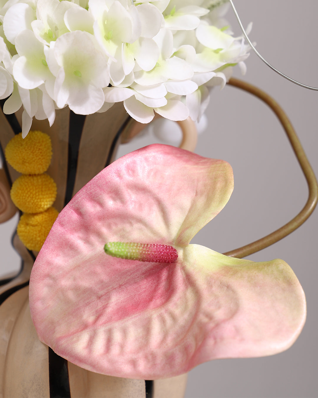 Art Faux Flowers Indoor Vase Set