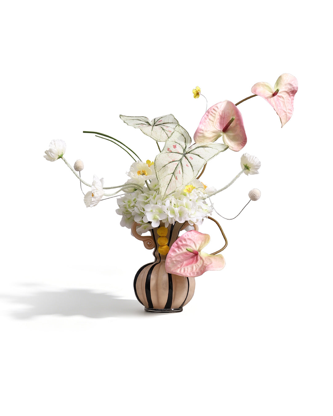 Art Faux Flowers Indoor Vase Set