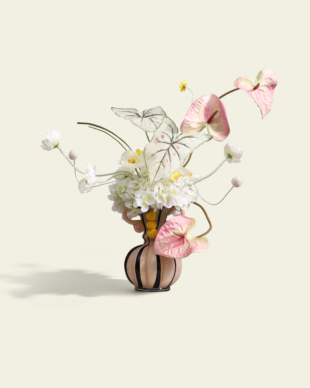 Art Faux Flowers Indoor Vase Set