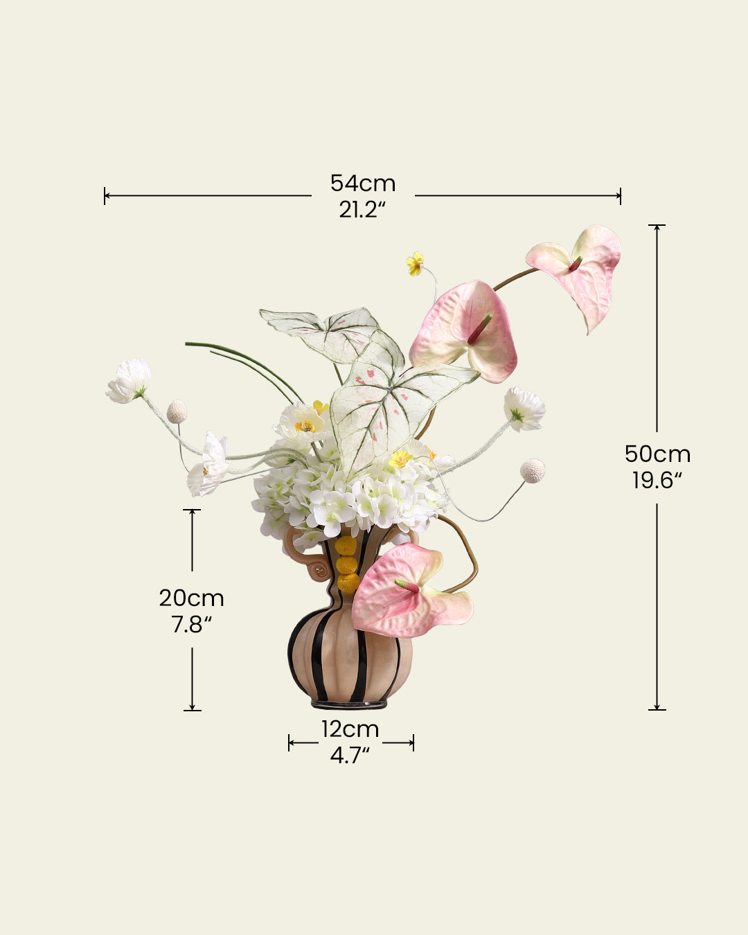 Art Faux Flowers Indoor Vase Set