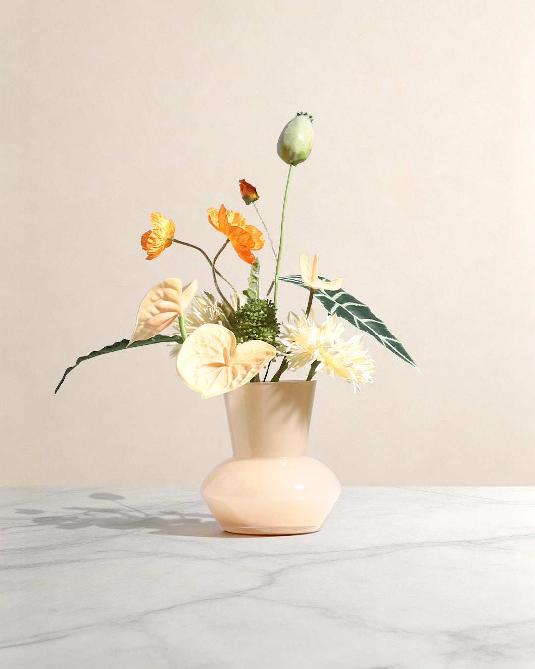 Glass Art Faux Flower Arrangement