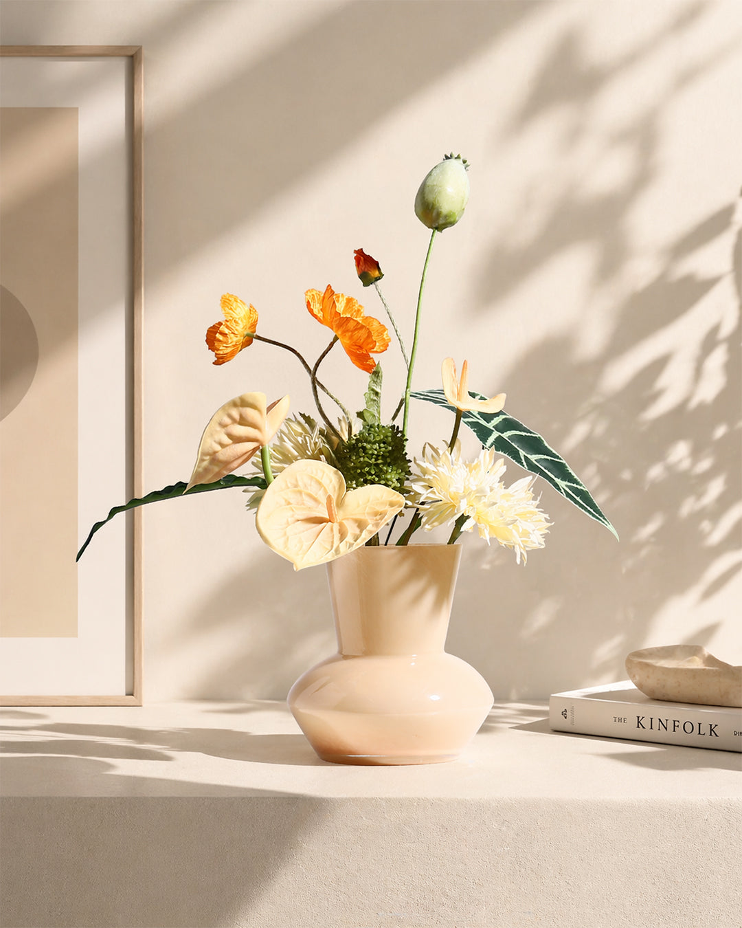 Glass Art Faux Flower Arrangement