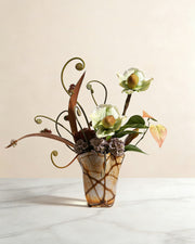 Art Table Floral Arrangement with Glass Vase