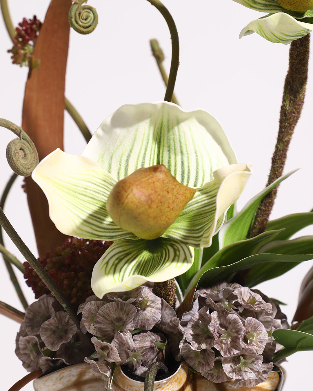 Art Table Floral Arrangement with Glass Vase
