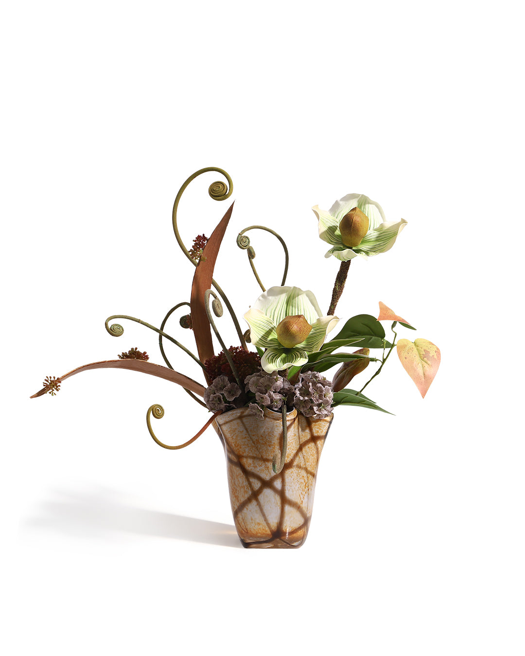 Art Table Floral Arrangement with Glass Vase