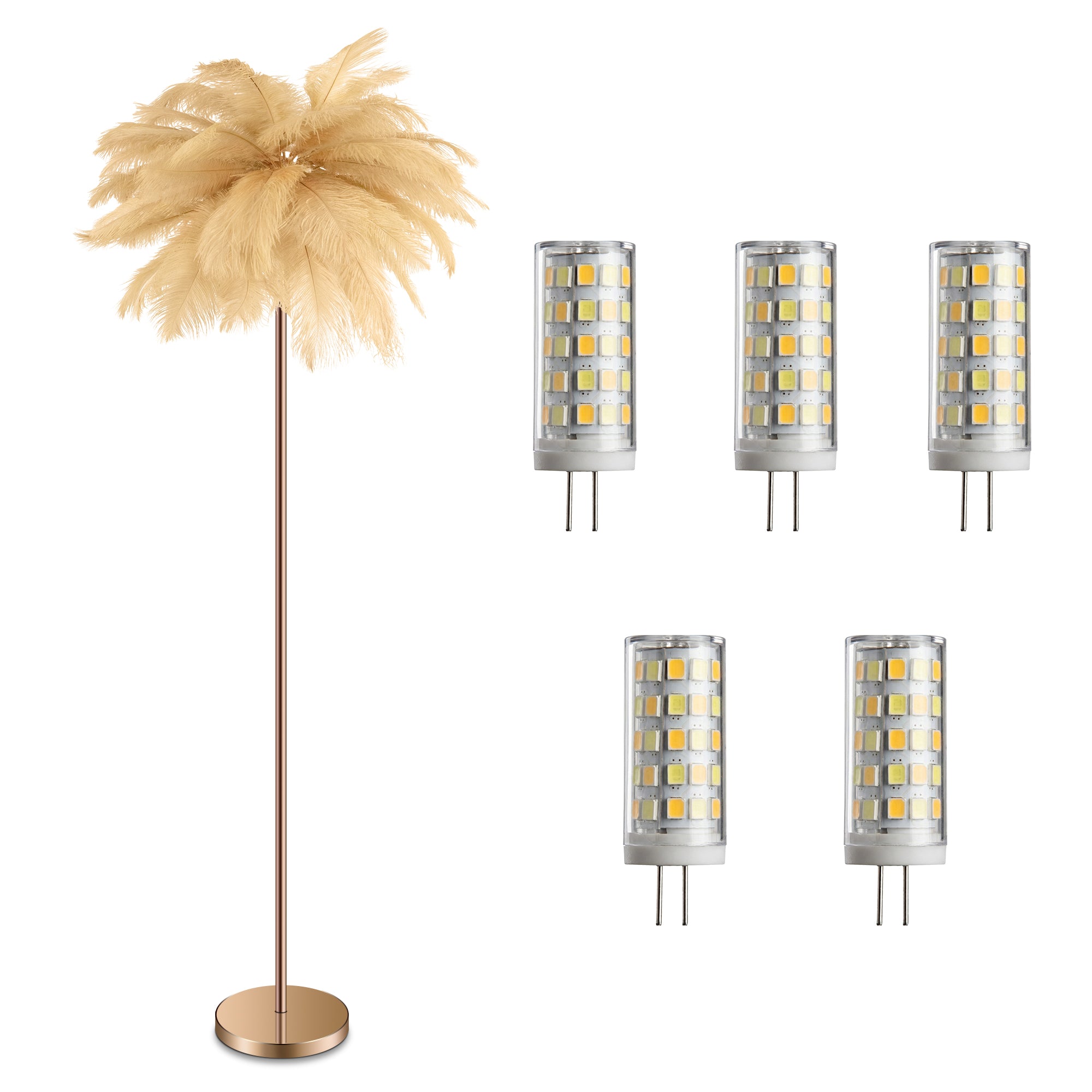 Feather Floor Lamp with 3-Color Cozy Lighting