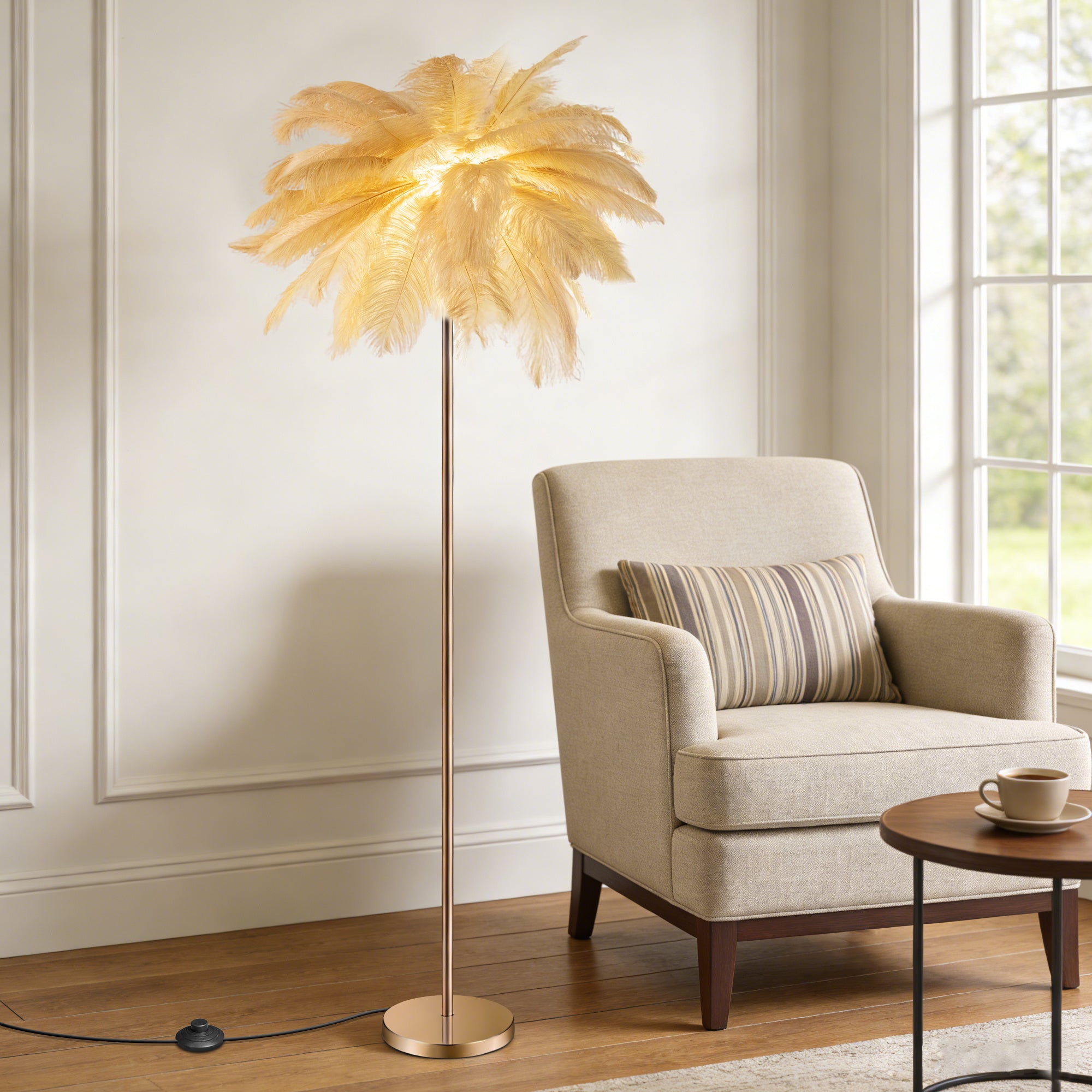 Feather Floor Lamp with 3-Color Cozy Lighting