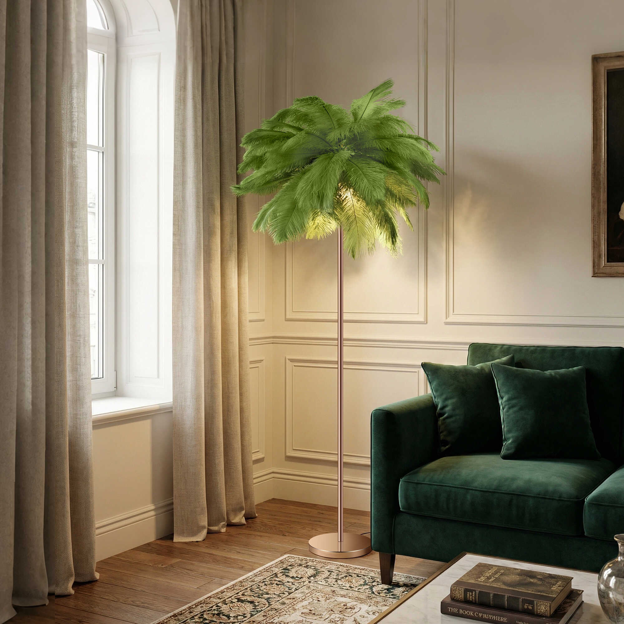 Feather Standing Lamp with 3-Color Cozy Lighting