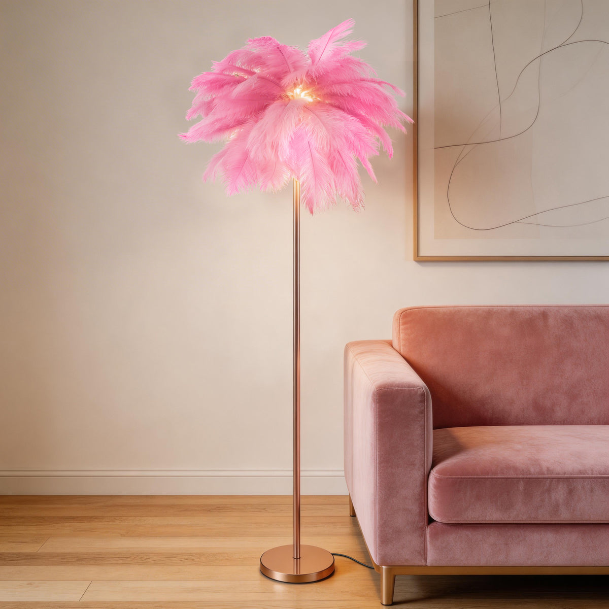 Feathered Standing Lamp with Mood Lighting