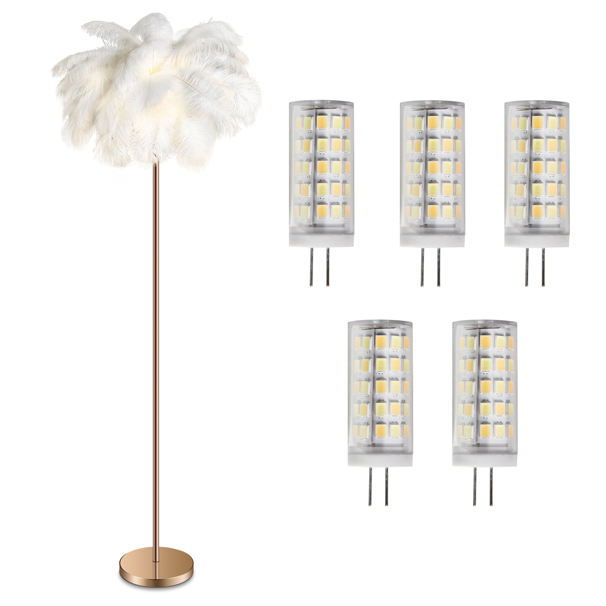 Feathered Standing Lamp with Adjustable Mood Lighting