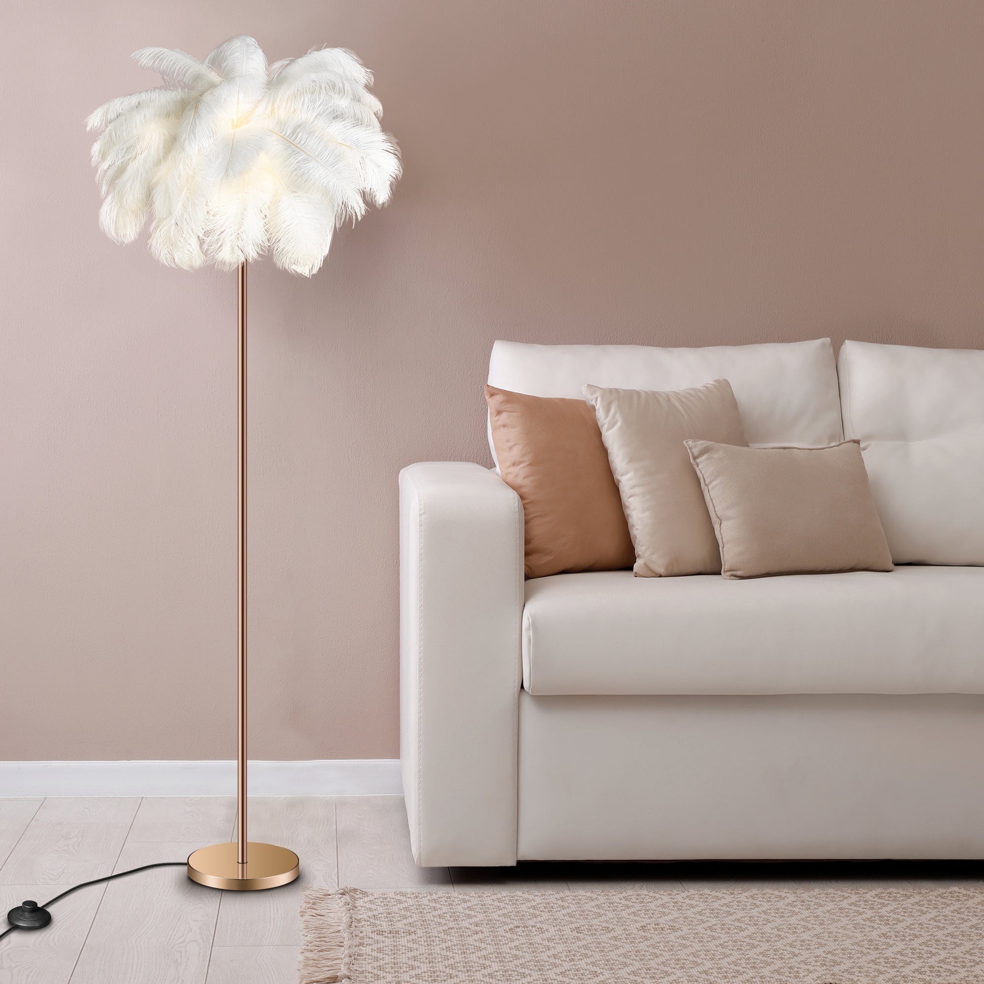 Feathered Standing Lamp with Adjustable Mood Lighting