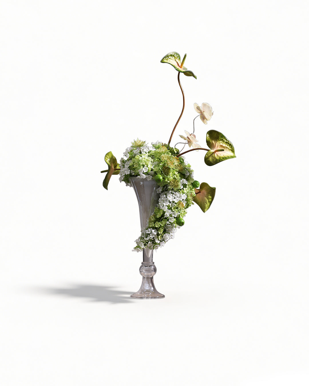 Green Mixed Artificial Flowers Vase Set