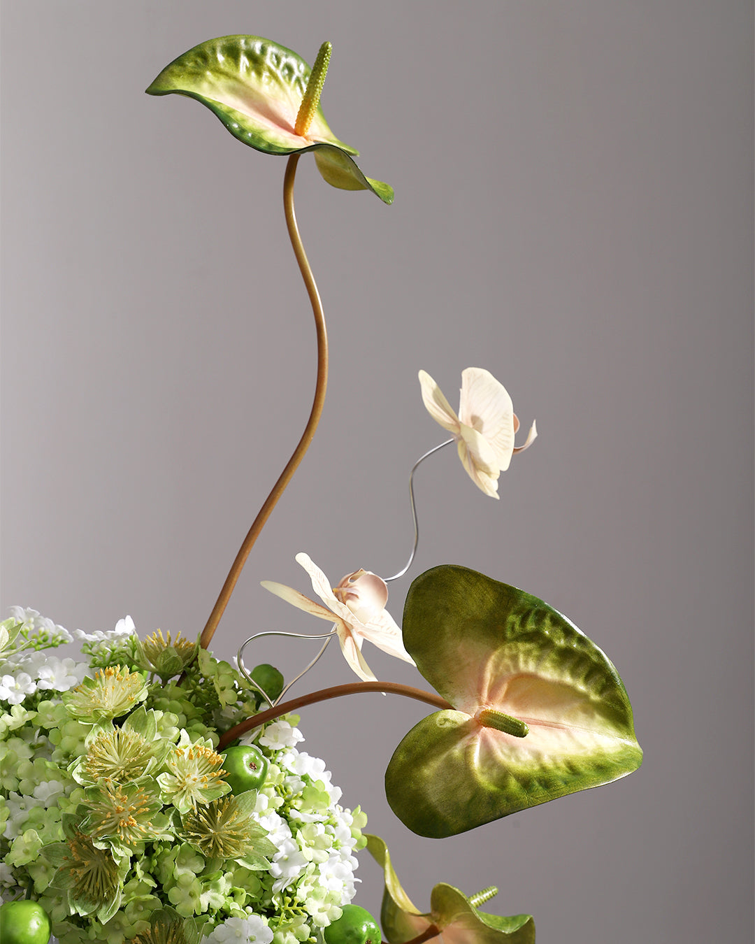 Green Mixed Artificial Flowers Vase Set