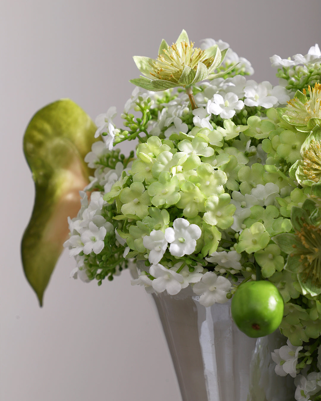 Green Mixed Artificial Flowers Vase Set