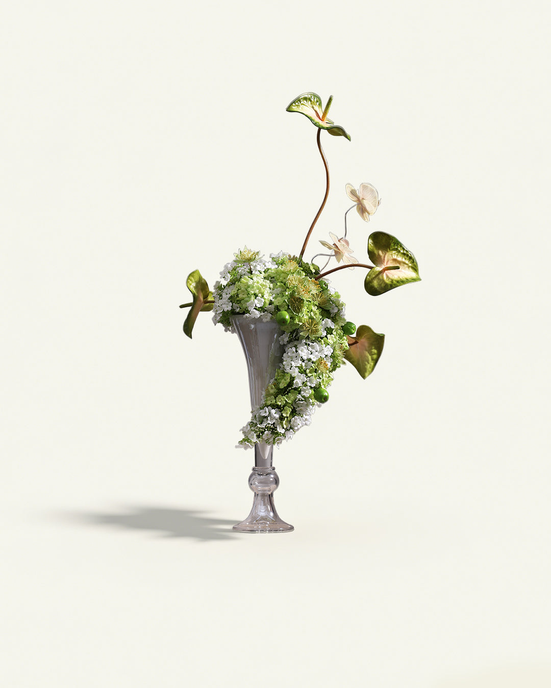 Green Mixed Artificial Flowers Vase Set