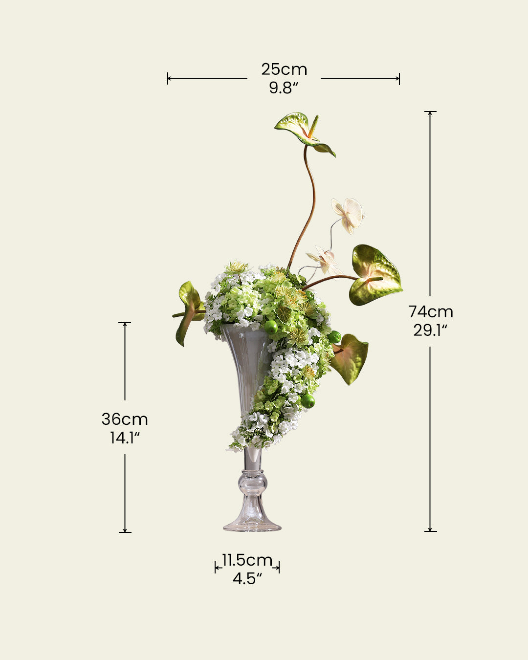 Green Mixed Artificial Flowers Vase Set